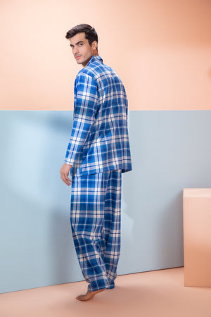 Berrytree Soft Cotton Night Suit Girls: Blue Check